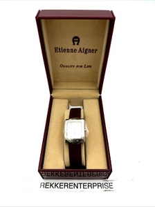 NWT Etienne Aigner Watch Women's 20mm Chrome Tone Brown Leather New Battery - Picture 1 of 3