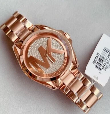 Michael Kors MK6437 Bradshaw Rose Gold Tone MK Logo Dial Analog Women's Watch - Image 1 of 4