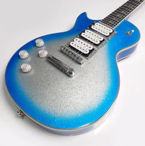 Left-Handed Ace Frehley Custom Guitar,1997 Blue Burst with Silver Sparkle Finish - Picture 1 of 10