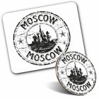 Mouse Mat & Coaster Set - Vintage Moscow Russian Travel Stamp  #7074