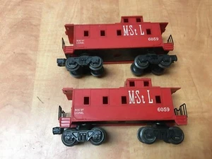 2x Lionel Trains Postwar Caboose O Gauge M St L 6059 Minneapolis St Louis Red - Picture 1 of 6