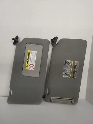 Honda Element 2003-2006 Driver & Passenger Side Sun Visor Pair Gray Cloth Extend - Image 1 of 2