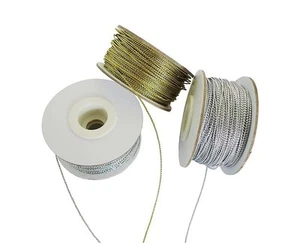 Cordón metálico trenzado cables de cordón adorno joyería cordón en 1 mm 1,5 mm 100 yardas - Imagen 1 de 3