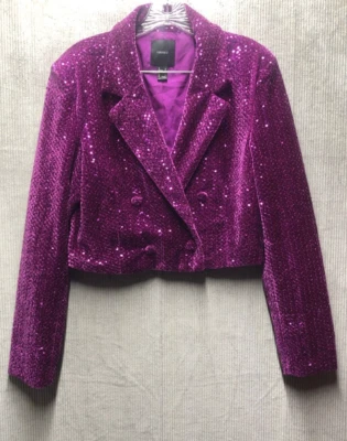 Blazer Forever 21 lantejoulas tamanho grande roxo cheiro de perfume claro - Imagem 1 de 4