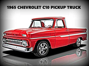 1965 Chevrolet C10 Pickup Truck Nuova Insegna Metallo: Restauro Hot Rod in Rosso - Foto 1 di 1