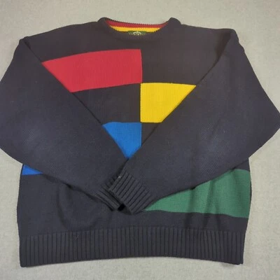 Suéter masculino vintage Jantzen gola redonda XL colorblock Preppy Cosby feito nos EUA - Imagem 1 de 4