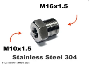 M10x1.5 Female to M16x1.5 Male Stainless Sensor Adaptor Fittings Conversion - Imagen 1 de 5