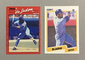 1990 Fleer #110 & Donruss #61 Bo Jackson Kansas City Royals Baseball Cards Pair - Picture 1 of 3