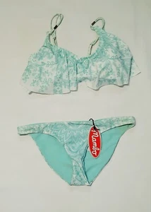 Mambo BNWT 2 Piece Aqua & White Paisely Print Flutter Bikini Size 16 - Bild 1 von 10