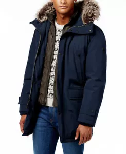 Michael Kors V6803 Men's Hooded Bib Snorkel Navy Parka Coat Size Large - Picture 1 of 6