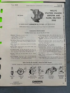 Willys/Carter; boletín 1950. Artículo: 28124 - Imagen 1 de 1