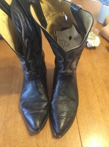 Vintage Black Nocona Leather Western Cowboy Boots mens Sz 10.5 - Picture 1 of 8