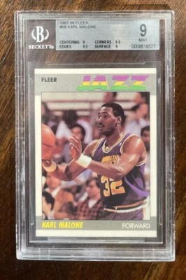 1987 FLEER BASKETBALL #68 KARL MALONE BGS 9 SUPER MINT QUADS (9-9.5-9.5-9) ~~ - Image 1 of 2