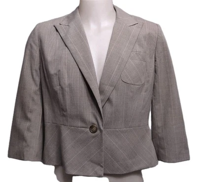 Worthington Stretch Blazer  Women's Size 16 Gray Plaid  Button Pocket  Collared  Foto 1 de 4