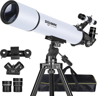 Beginners Kids Adults 80mm 900mm Refractor Astronomical Telescope AZ mount - Image 1 of 4