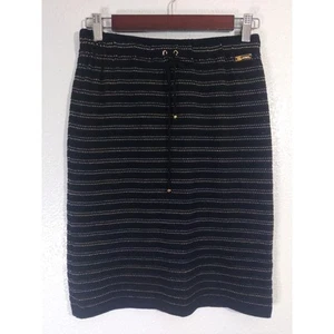 St. John Sport Black Knit Perforated Stripe Drawstring Pencil Skirt Size P (2) - Picture 1 of 7