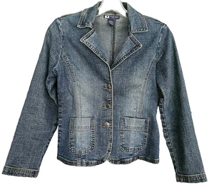 Giacca jeans blu testa d'anatra donna XS o ragazza L 16 denim LEGGI MISURE - Foto 1 di 6