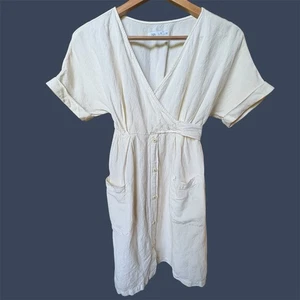 ZARA Girls Linen Blend Faux Wrap Dress size 10 / 140 Boho Cottage Prairie - Picture 1 of 9