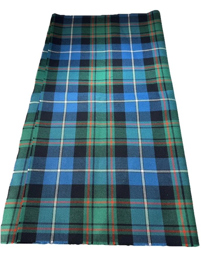 MacRae Hunting  Ancient  Tartan Green Blue White 100% Wool L 126cm  /W 60 Cm - Image 1 of 4