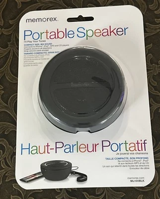 Altavoz portátil de viaje ultra compacto Memorex negro ML100BLK nuevo Foto 1 de 2