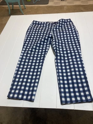 Boden Women's Pants Size 14R Navy/white Checks - Image 1 of 4