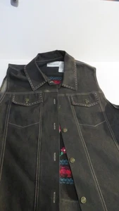 Neu mit Etikett Alfred Dunner Jeansweste Damen blau Perlen bestickt Strickeinsatz Größe 16 - Bild 1 von 5