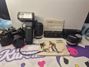 Canon AE-1 35mm Film Camera with Lenses and Flash. Read Discription - Picture 1 of 24