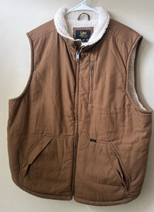 NWT Lee Men's Sherpa Lined Canvas Work Vest Size Large Utility Ranch Durable - Picture 1 of 9