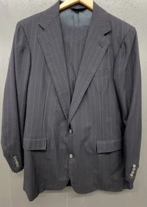 Vtg Polo Ralph Lauren Suit Blue Pinstripe Wool Jacket 46R Pants 36 x 33 2 Pc USA - Picture 1 of 22