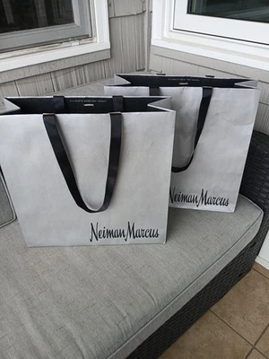 Neiman Marcus Logo Empty Paper Shopping Bags Black Ribbon Handle 16”x 16”x 6" - Image 1 of 4