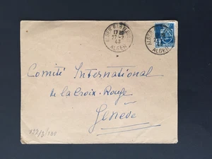 ALGERIA 1943 4f ON COVER GERMAN CENSOR TAPE TO SWITZERLAND - Picture 1 of 2