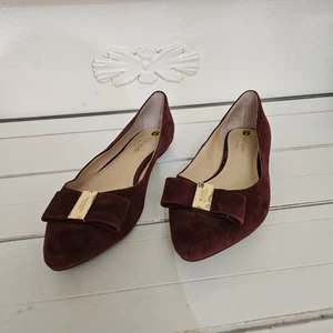 Kate Spade NORAH Burgundy Suede Bow Ballet Flats Shoes Size 9M - Picture 1 of 8