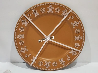 Platos cargadores de melamina de pan de jengibre marrón de Navidad de 13" 4 piezas Foto 1 de 3