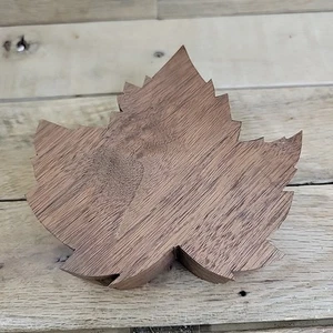 Hand Cut Maple Leaf Wooden Trinket Box - Picture 1 of 10