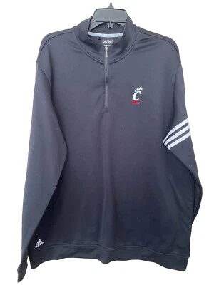 Suéter masculino Cincinnati Bearcats UC 2XL preto pulôver 1/4 zíper LS Adidas Golf - Imagem 1 de 3