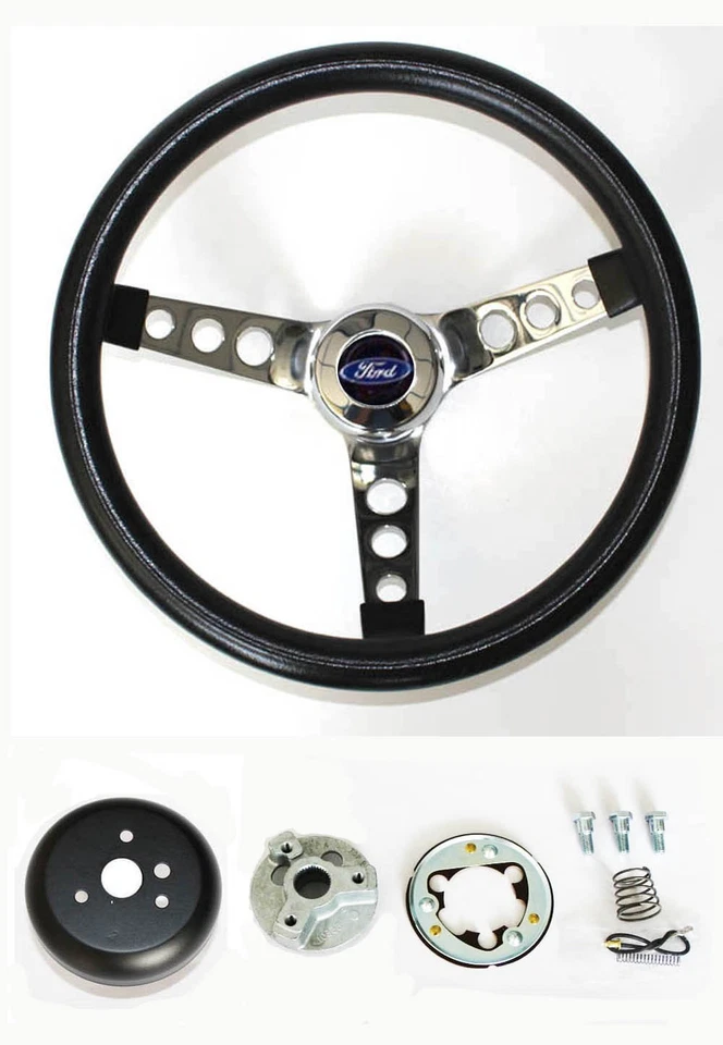 1979-1984 Dodge D50 Pick up Grant Black Steering Wheel 13 1/2" Chrome Spokes