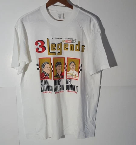 Vtg 90s  Davey Allison, Alan Kulwiki, Neil Bonnett  3 Legends Nascar XL T-Shirt Cover