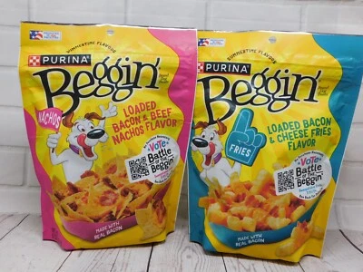 Purina BEGGIN STRIPS Loaded Bacon & Beef Nachos/Cheese Fries Dog Treats 6oz (x2) - Image 1 of 4