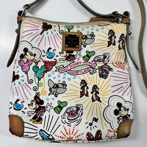 Disney Dooney & Bourke White Sketch Icons Crossbody Letter Bag Disney Land - Picture 1 of 20