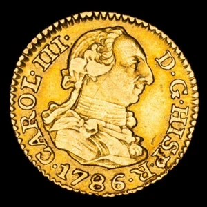 Half 1/2 Escudo Gold coin 1786 Carlos III Spanish colonial era cob Madrid Spain - Picture 1 of 6
