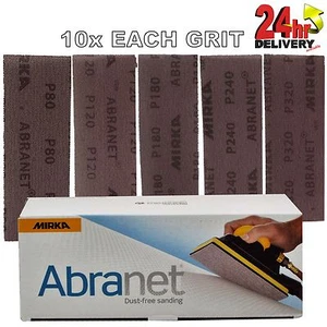 50 x Mirka Abranet gemischte Körnung 70x198 mm Streifen Hook-It Schleifblätter 80 120 180 - Bild 1 von 6