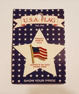 Nuevo American Flag Oro 18kt Acabado Esmalte Tac Pin Botón Hecho en Solapa de EE. UU. - Imagen 1 de 4
