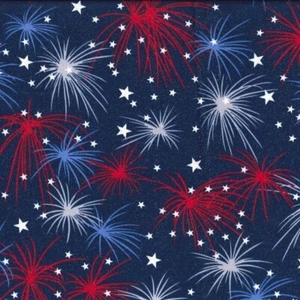 Fabric Traditions - Patriotic Fireworks on Navy Blue - Cotton YARD - Picture 1 of 1
