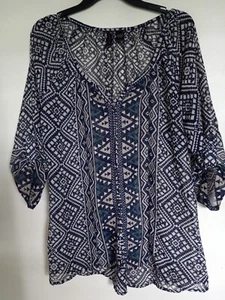 Full Tilt Damen transparentes Langarm Oberteil Tunika Gr. L - Bild 1 von 3