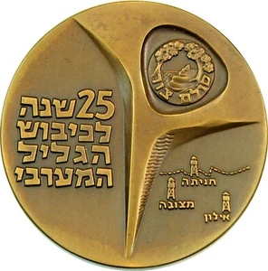 Large Vintage Jewish Israel Medal 1963 Early Galilee Settlements  - Picture 1 of 2