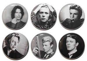 6 Mini Calamite Ritratto David Bowie B&W - Regalo e Cucina - Alta Qualità - 25mm - Foto 1 di 2