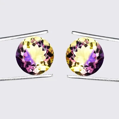 1 Pair 16 x 16 MM Natural Bi-Color Bolivia Ametrine Untreated Gemstone Certified - Image 1 of 4