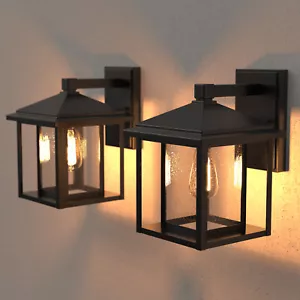 2X Outdoor Wall Light IP44 Waterproof Lantern Lamp Garden Porch Yard Black - Picture 1 of 7