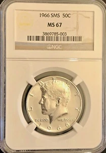1966 SMS SILVER KENNEDY HALF DOLLAR EAGLE BACK - MS67 - SPECIAL MINT SET - 2 - Bild 1 von 2