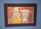 5" x 7" Matted 4" x 6" Print of Portrait Painting Tender Moment 2 Hereford Cows